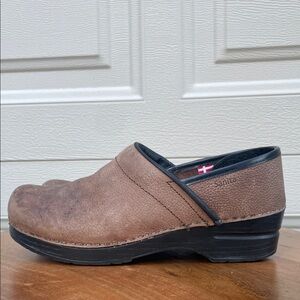 Sanita Professional Oiled Antique Brown Leather Danish Clogs Cooking Handmade